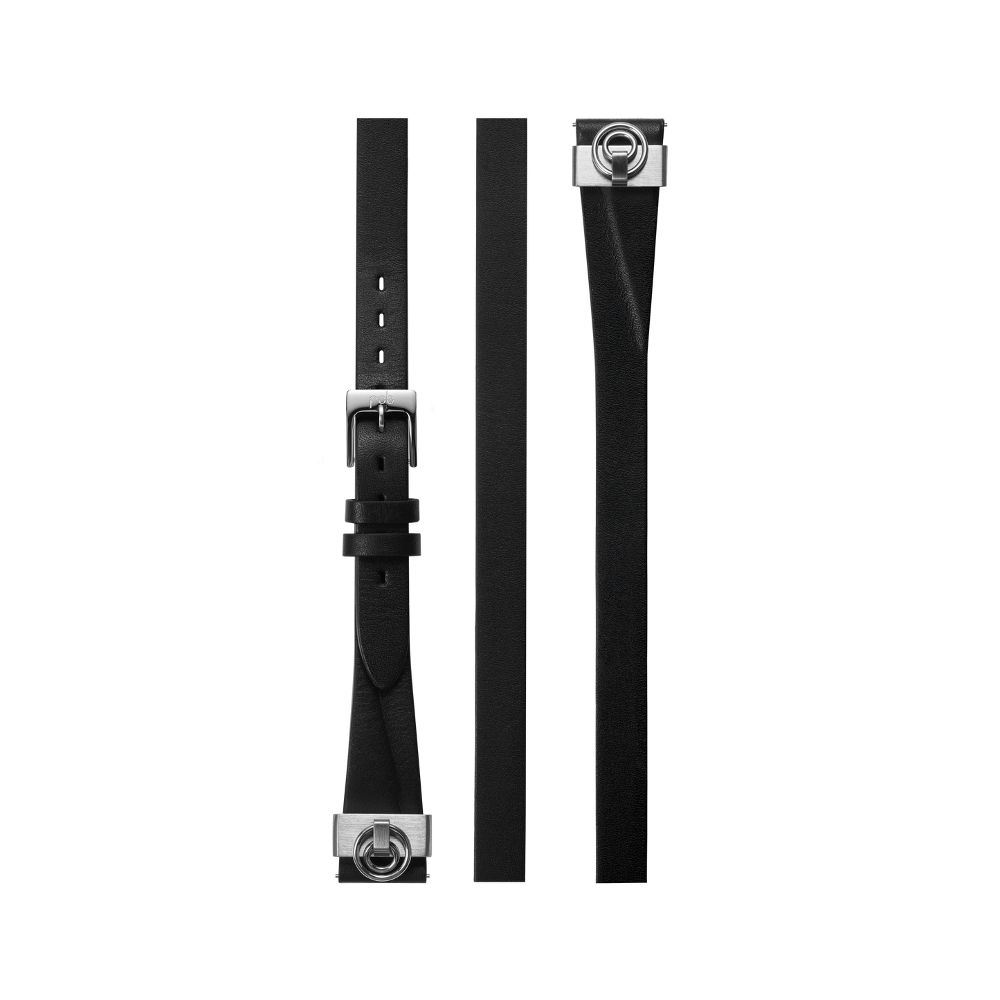 R360 TRIPLE THIN BLACK VACHETTA SILVER METAL STRAP