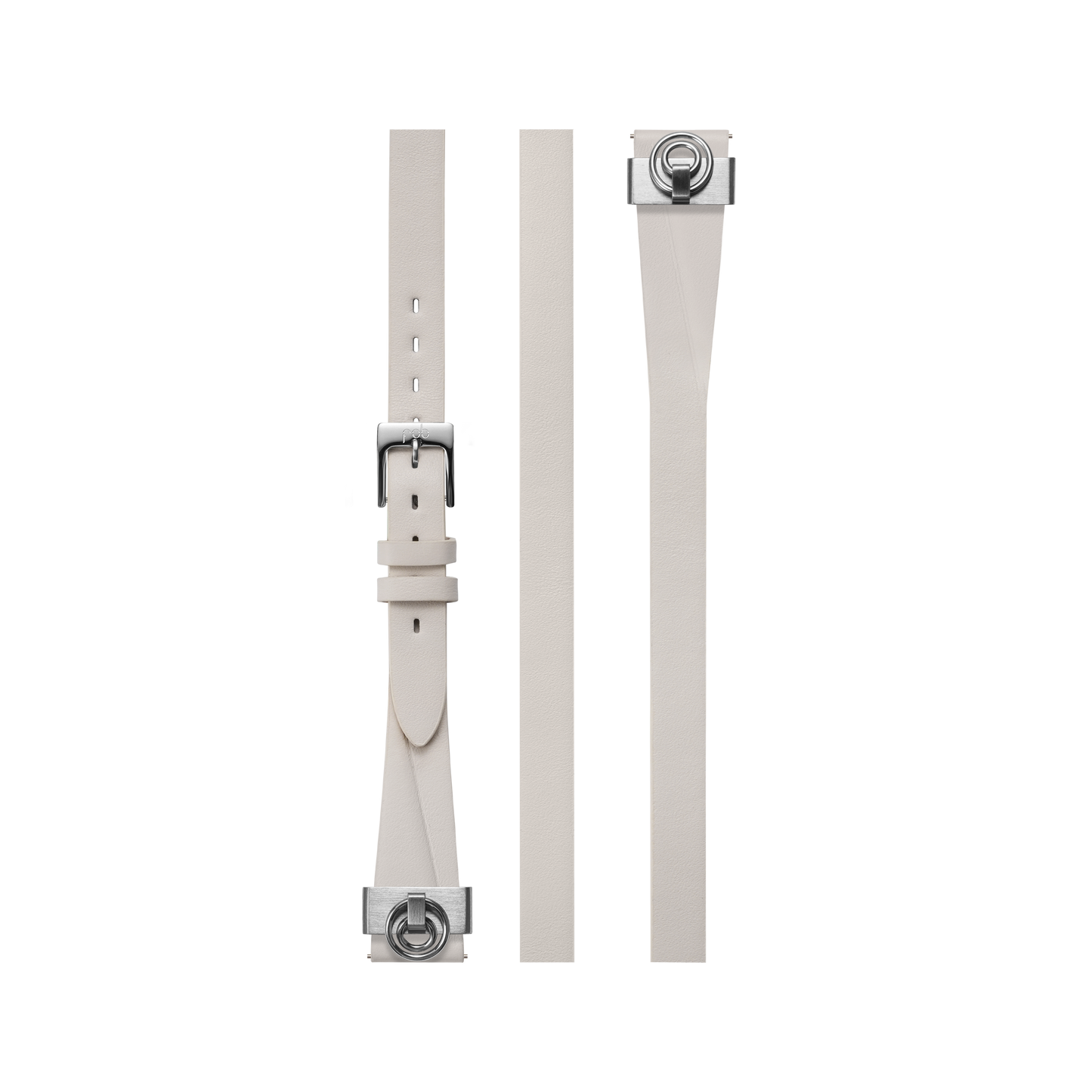 R360 TRIPLE THIN WHITE VACHETTA SILVER METAL STRAP